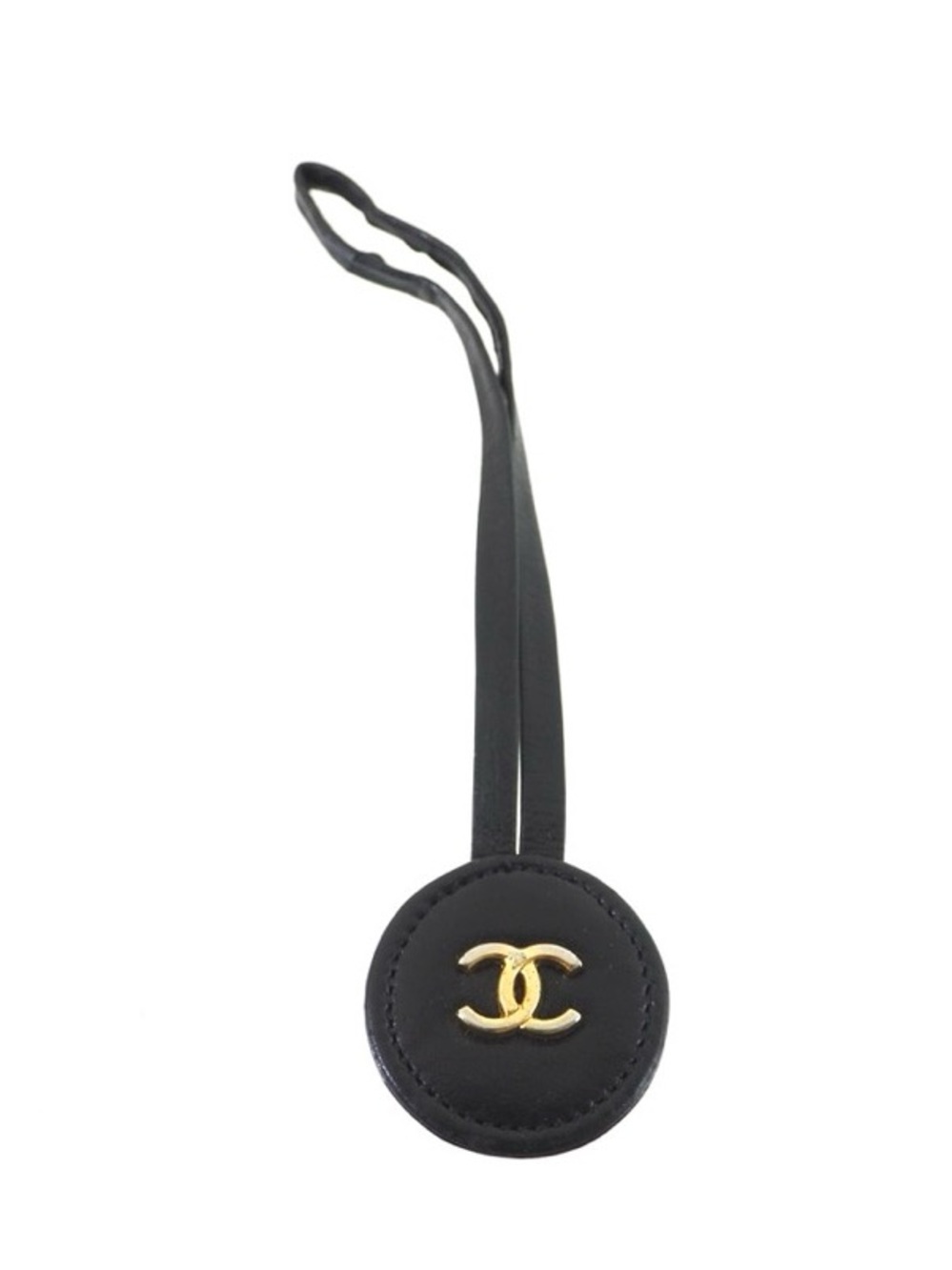 Vintage Chanel Black Leather
Gold CC Logo Bag Charm